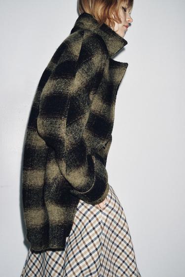 CHECK WOOL BLEND COAT ZW COLLECTION LIMITED EDITION - Black / Green by Zara - Image 4