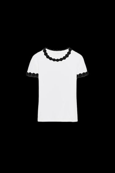 FLOWER DETAIL T-SHIRT - White by Zara - Image 0