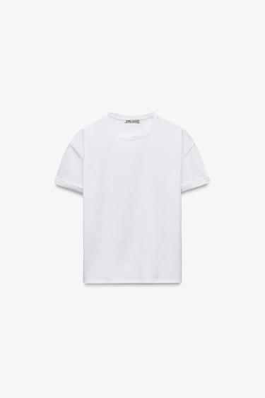 ФУТБОЛКА ИЗ ПЛОТНОГО ХЛОПКА — БЕЛЫЙ от Zara