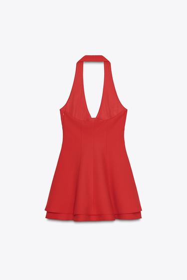 ROBE HALTER DEUX ÉPAISSEURS - Rouge de Zara - Image 6
