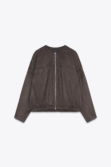 BLOUSON EFFET DAIM - Chocolat de Zara - Image 6