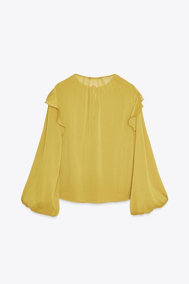BLOUSE VOLANTS - Moutarde de Zara - Image 5
