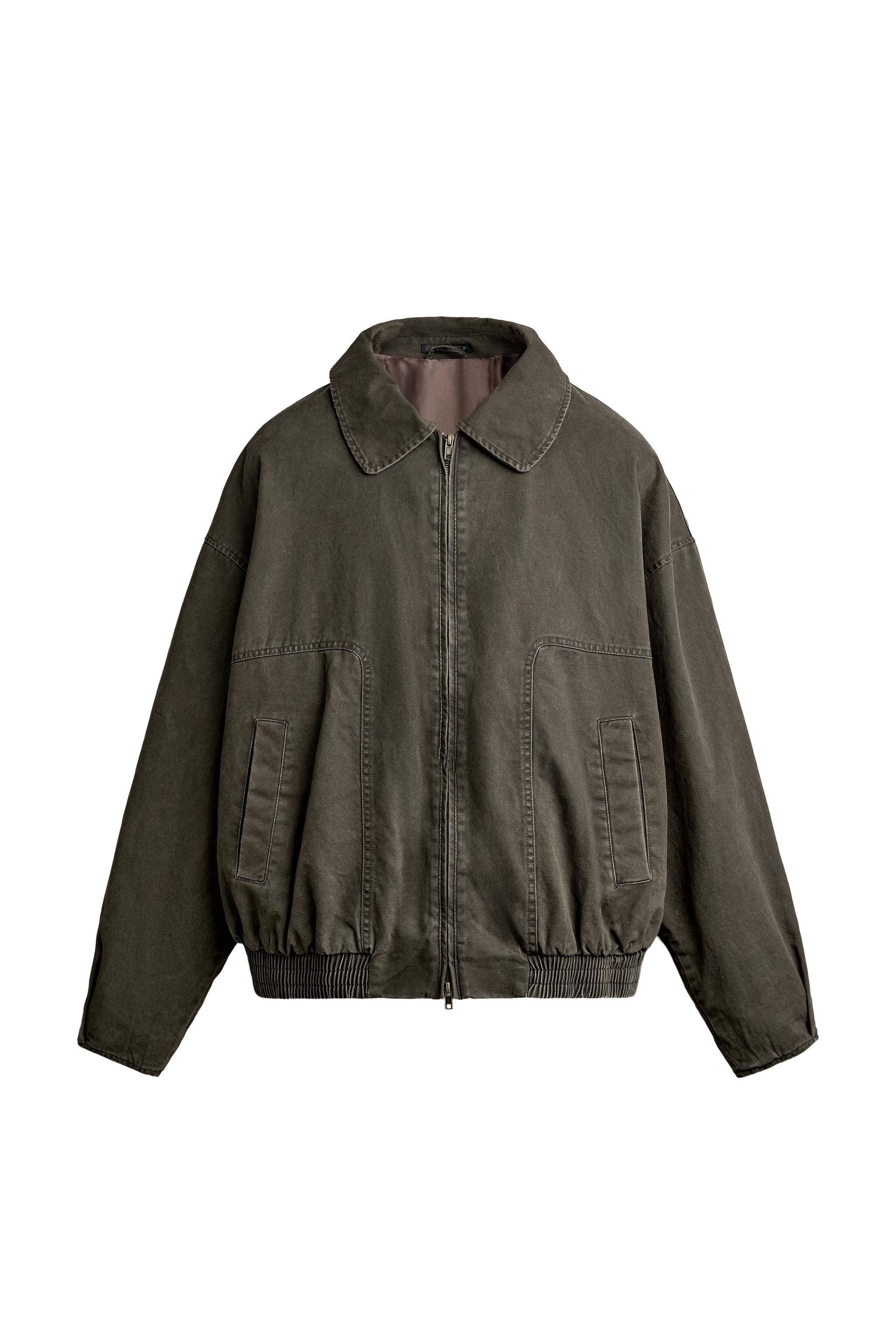 ウォッシュ加工キルティングボンバージャケット - ダークカーキ | ZARA