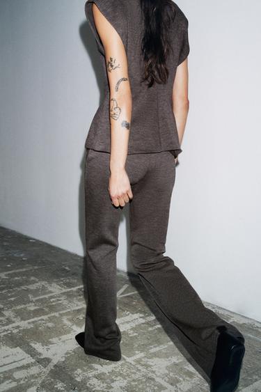 PANTALON ÉVASÉ - marron chiné de Zara - Image 4
