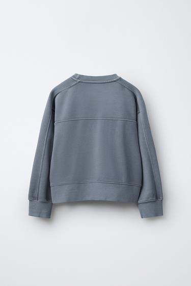 FADED-EFFECT SLOGAN SWEATSHIRT - Light blue by Zara - Image 1