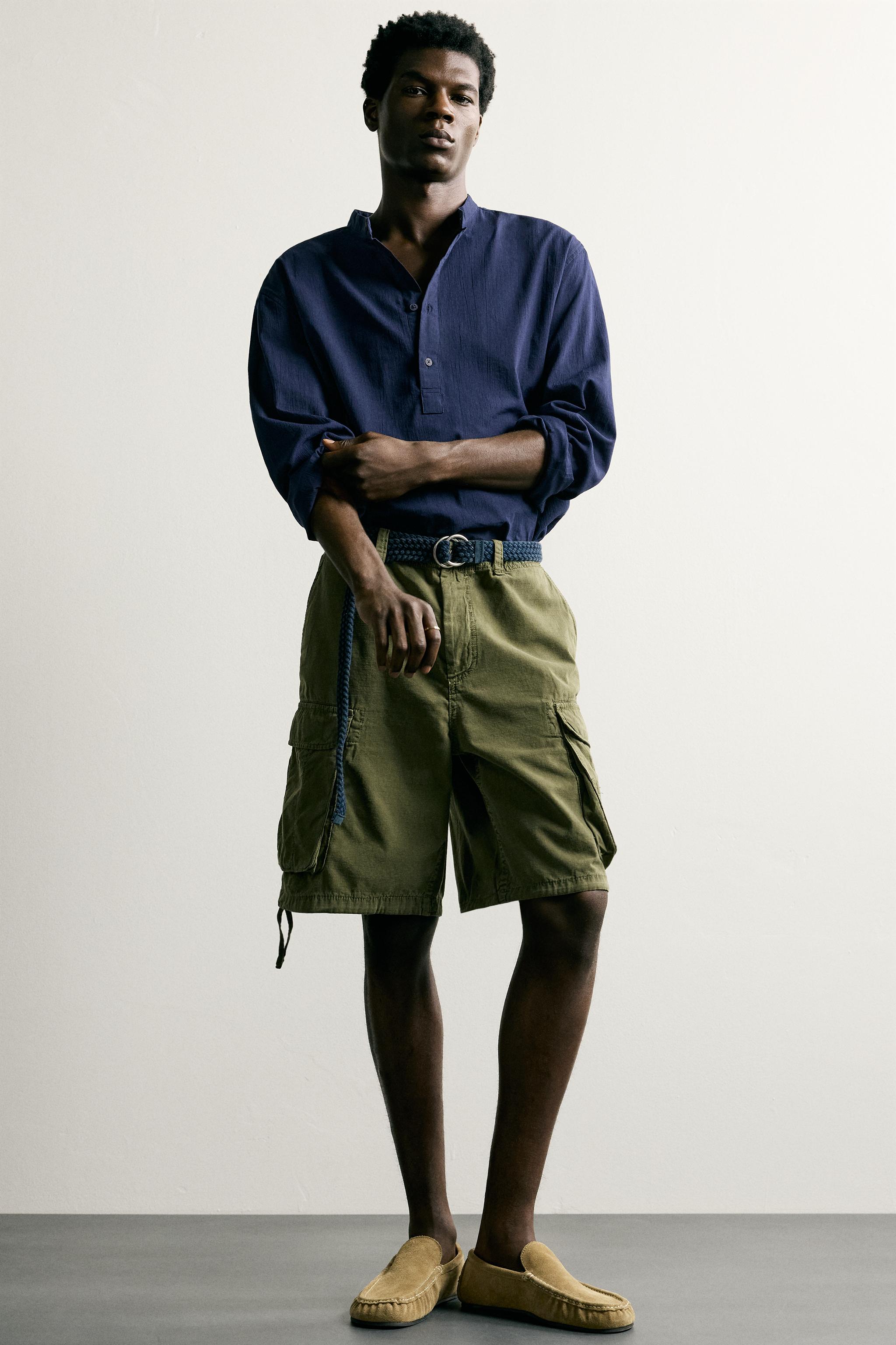 Мужские рубашки Zara WRINKLED EFFECT POLO SHIRT — фото 6