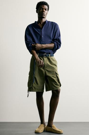 CAMISA POLO EFECTO ARRUGADO - Azul de Zara