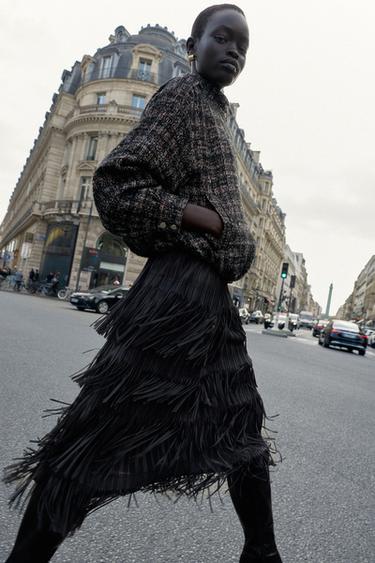 BLOUSON BOMBER STRUCTURÉ À FIL MÉTALLISÉ - Noir / Écru de Zara - Image 5