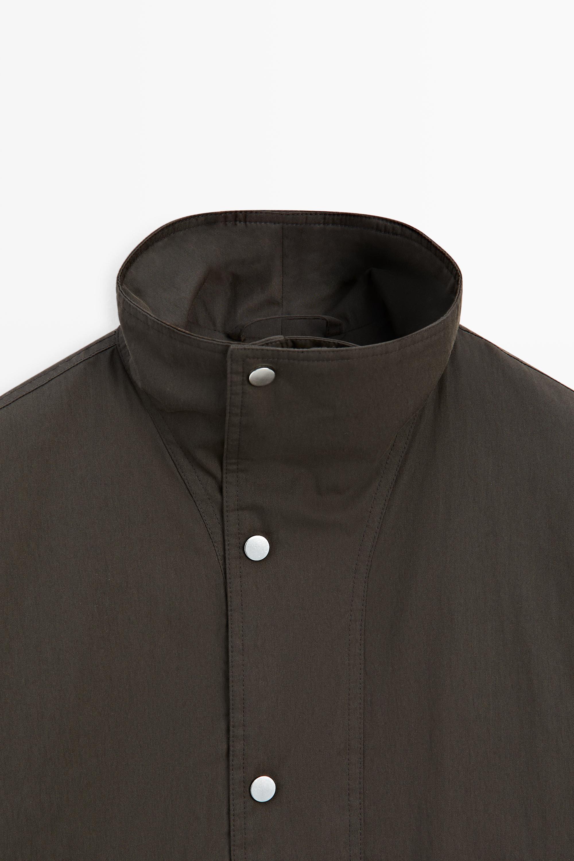 Suede funnel neck cotton-blend jacket