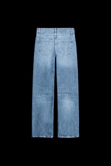 JEANS TRF WIDE LEG MIT HOHEM BUND - Blau von Zara