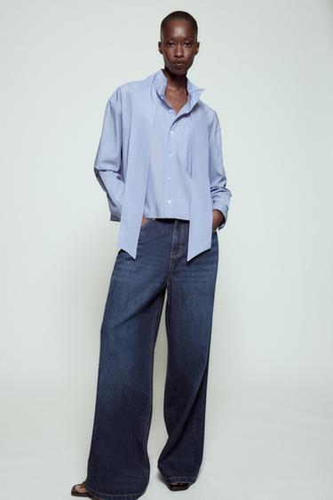 ZW COLLECTION BOW SHIRT - Blue by Zara
