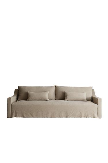 SOFA WITH REMOVABLE WASHED LINEN COVER - Light beige by Zara