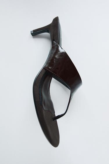 LEATHER STRAP SANDALS - Brown by Zara