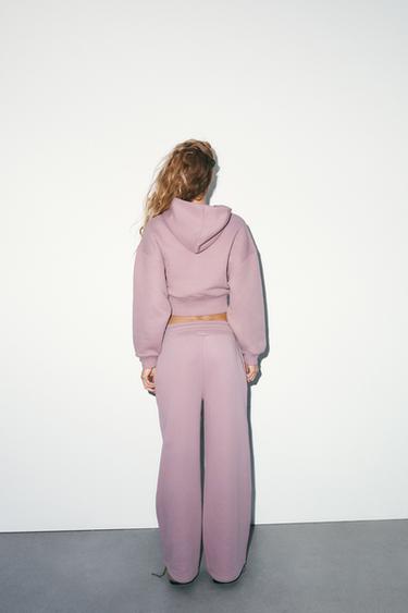 PANTALON DROIT EN MOLLETON - Rose craie de Zara - Image 4