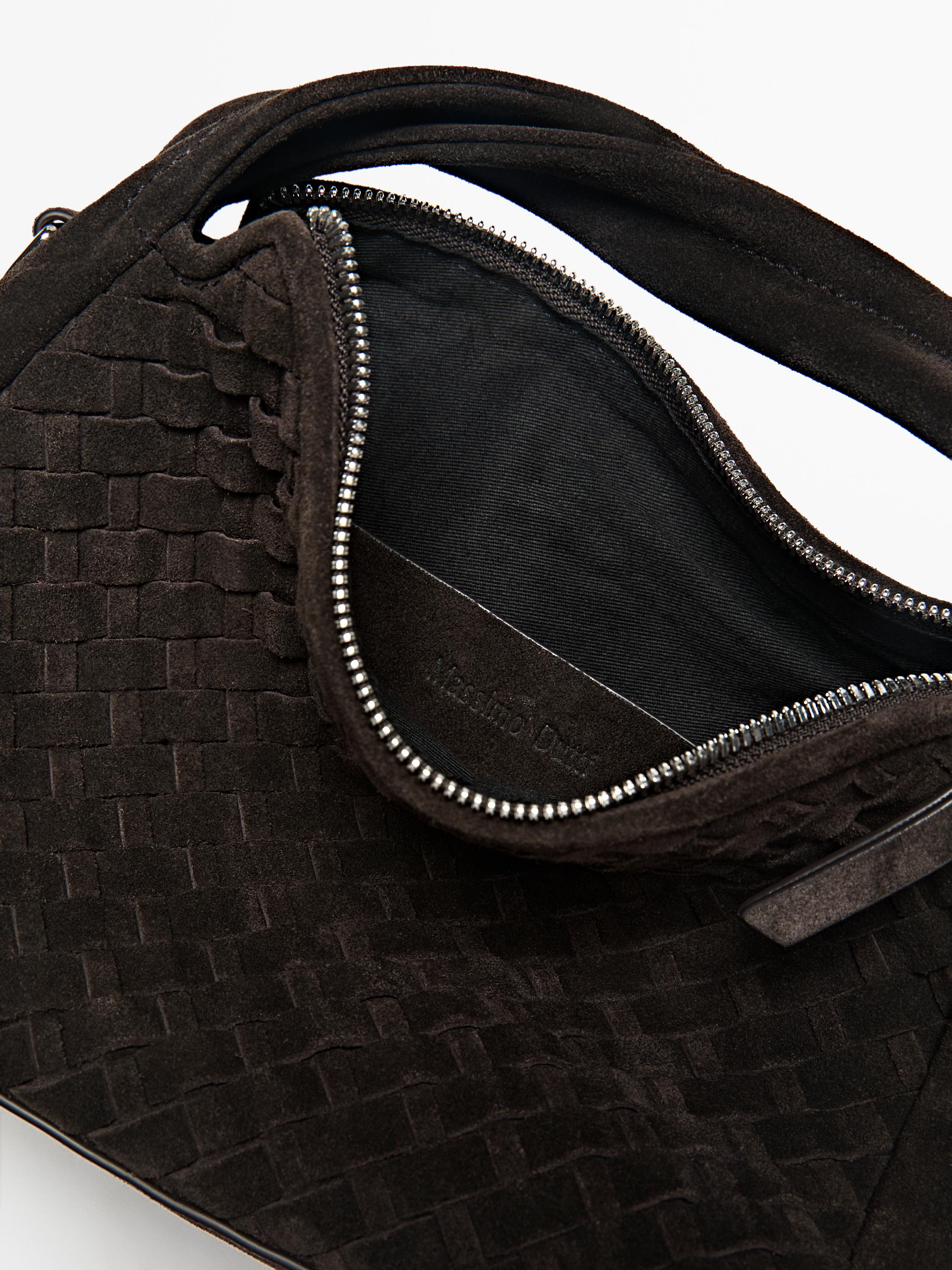 Petit sac tressé en croûte de cuir