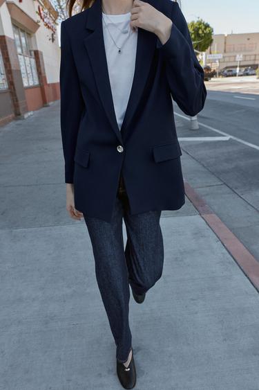 BLAZER MANGA REMANGADA PUÑO ESTAMPADO - Marino de Zara