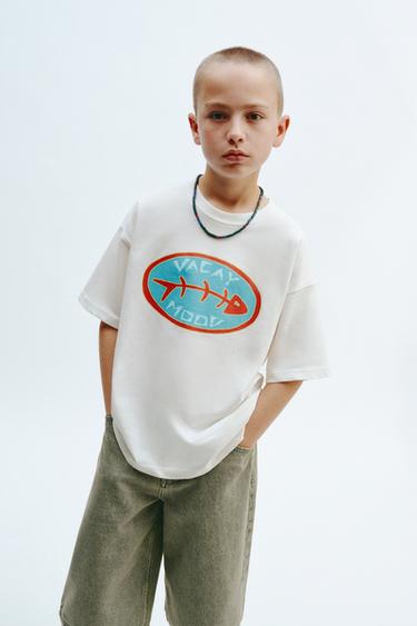 ФУТБОЛКА З ПРИНТОМ - Білий Zara