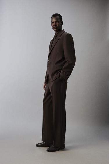 WOOL BLEND FLARE FIT SUIT TROUSERS - Brown by Zara - Image 3