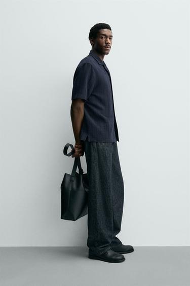 GEOMETRIC JACQUARD SHIRT - Navy blue by Zara - Image 3