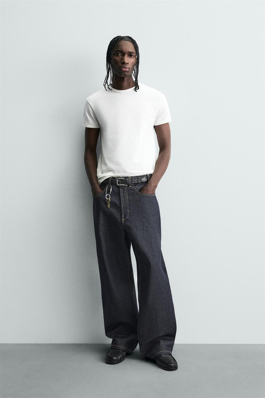 BAGGY FIT JEANS WITH TOPSTITCHING - Indigo | ZARA United States