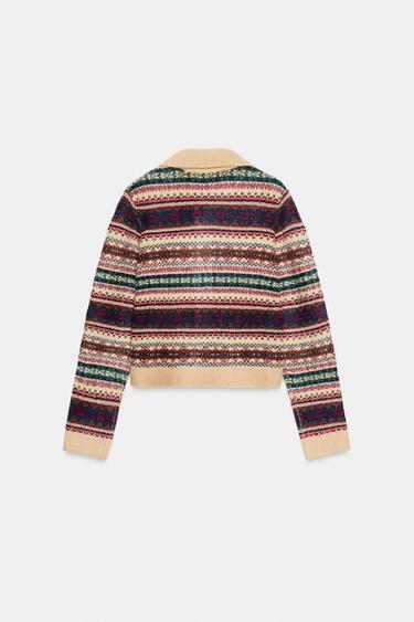 GILET EN MAILLE JACQUARD - Multicolore de Zara - Image 8