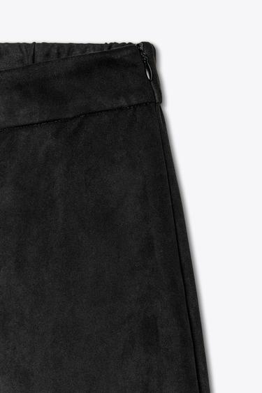 FAUX SUEDE TROUSERS - Black by Zara - Image 5