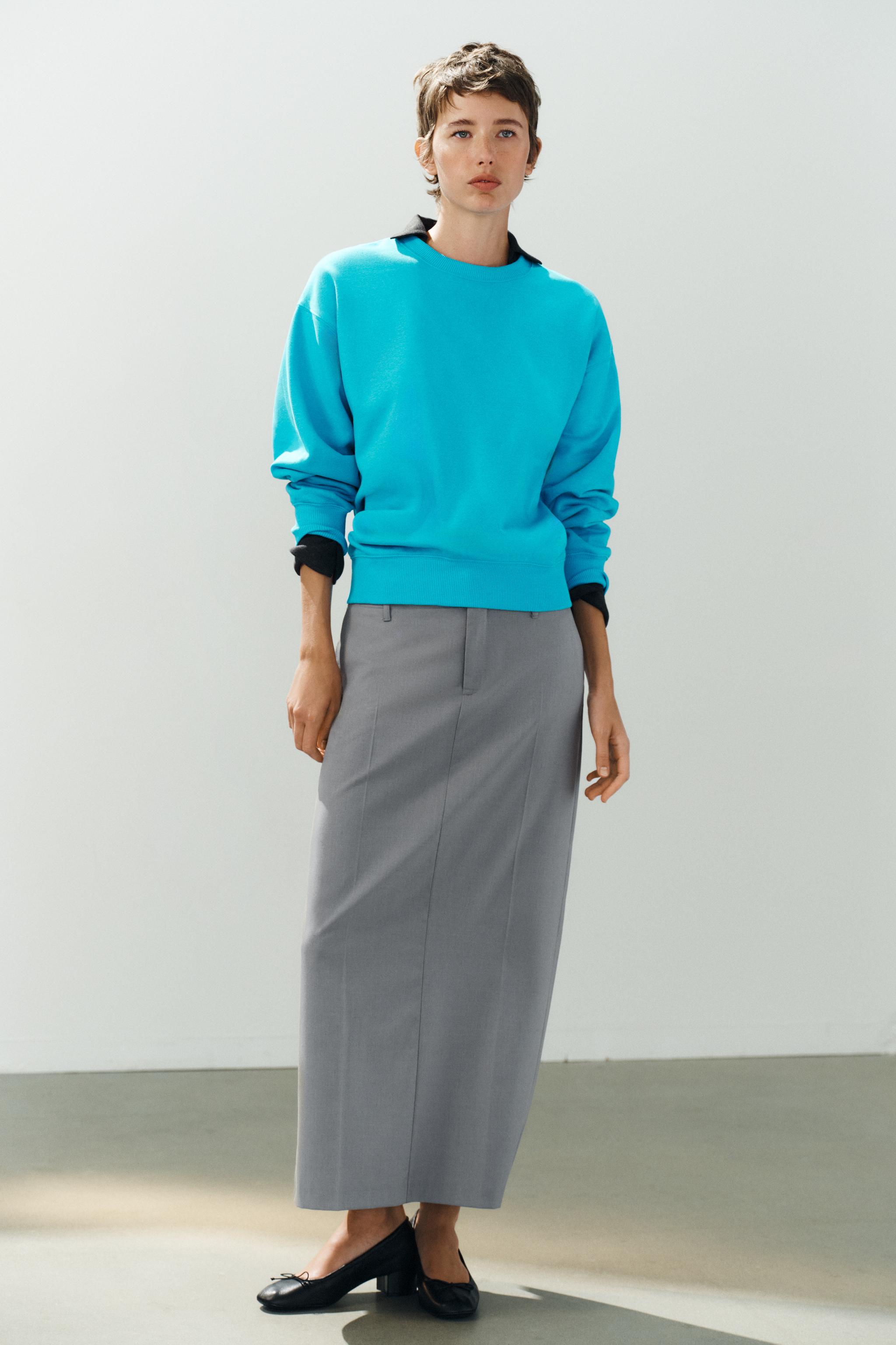 Женские худи Zara BASIC LONG SLEEVE SWEATSHIRT