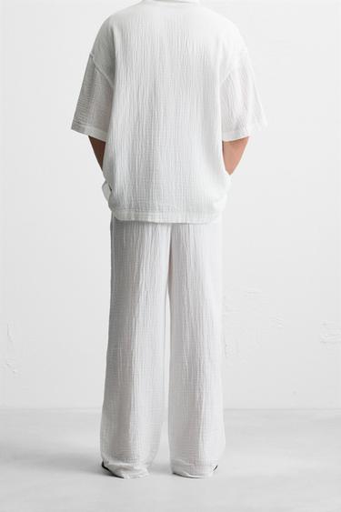 PANTALON EFFET FROISSÉ - Blanc de Zara - Image 2