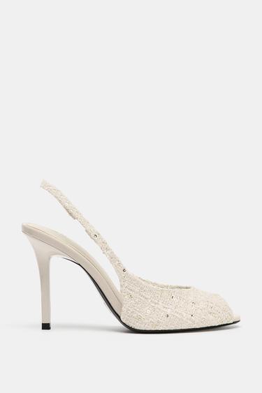 ZAPATO DESTALONADO TEJIDO PUNTA ABIERTA - Crudo de Zara - Imagen 0