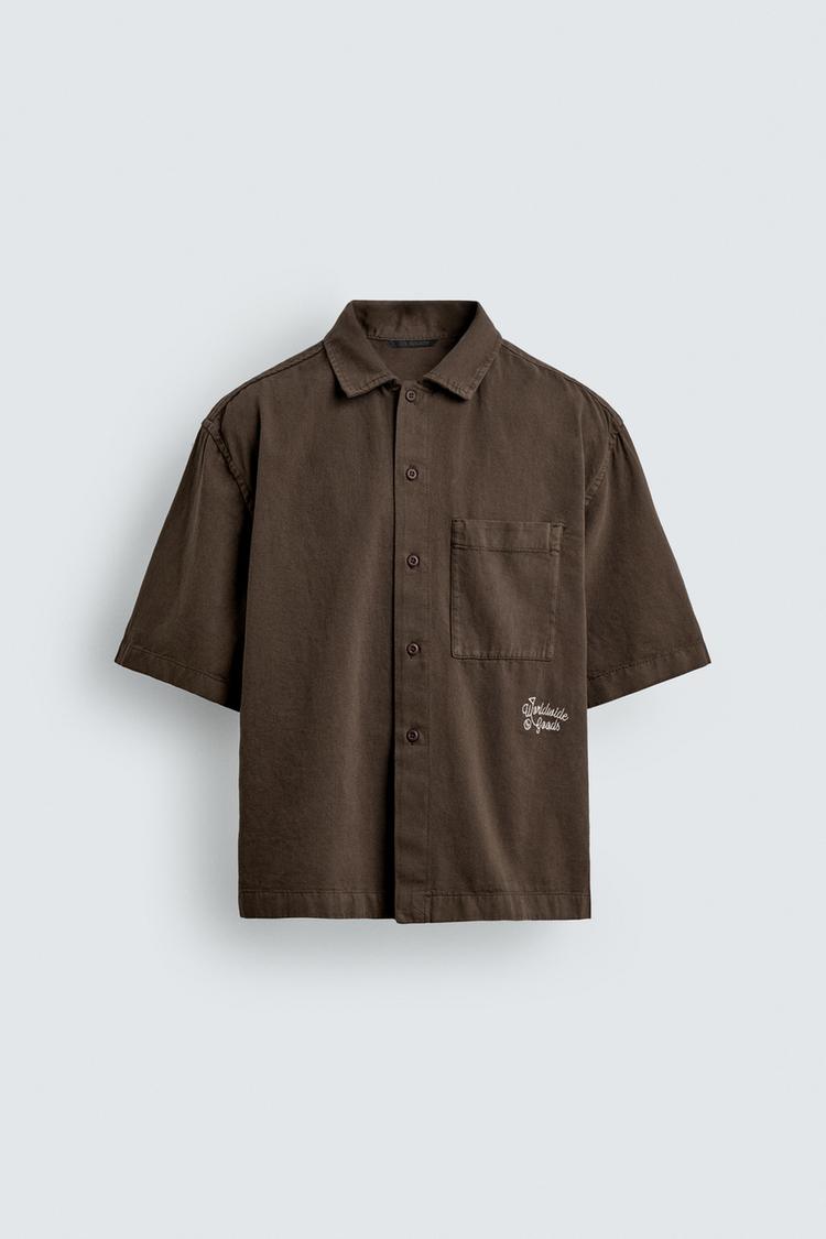 ZARA EMBROIDERED TEXTURED OVERSHIRT