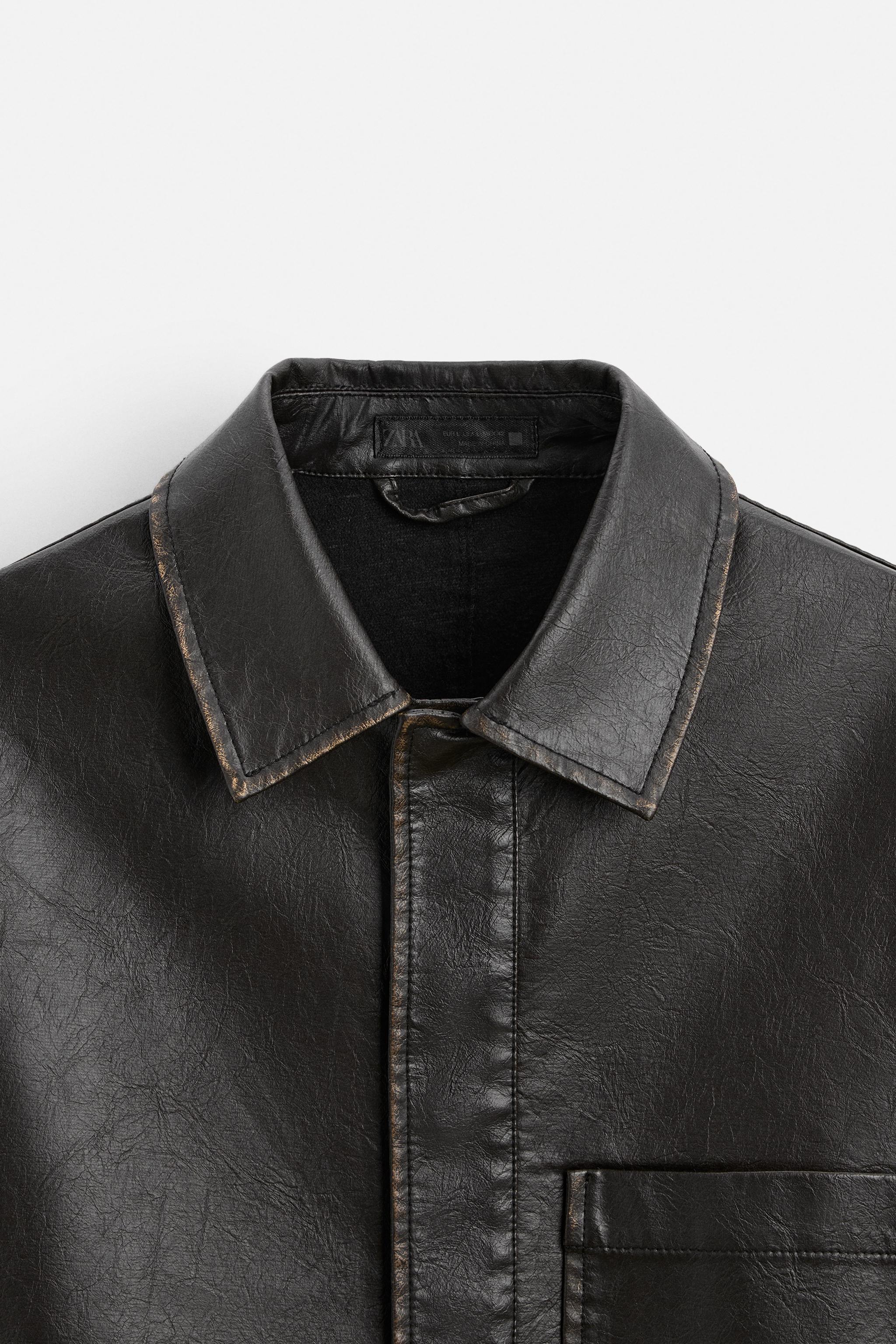 【ZARA】フェイクレザー シャツジャケット ブラック5070/308/800 ZARA】フェイクレザー シャツジャケット ブラック5070/308/800