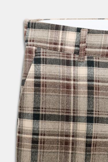 CHECKED TROUSERS - Khaki by Zara - Image 8