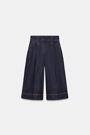 SHORT LONG EN JEAN À PINCES Z1975 - Bleu de Zara - Image 7
