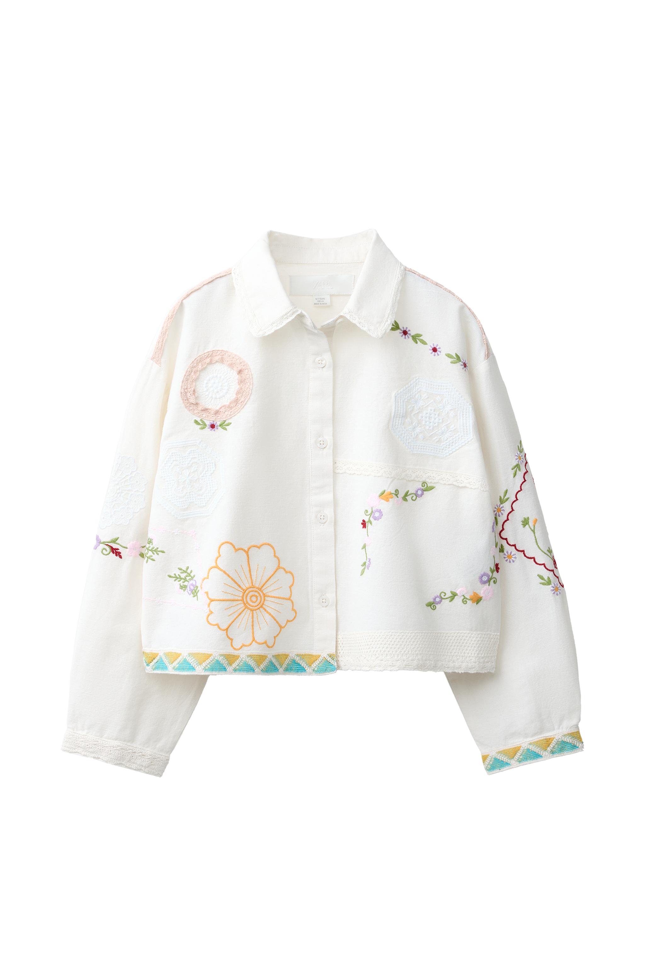 EMBROIDERED SHIRT WITH COTTON AND LINEN - Ecru | ZARA United States