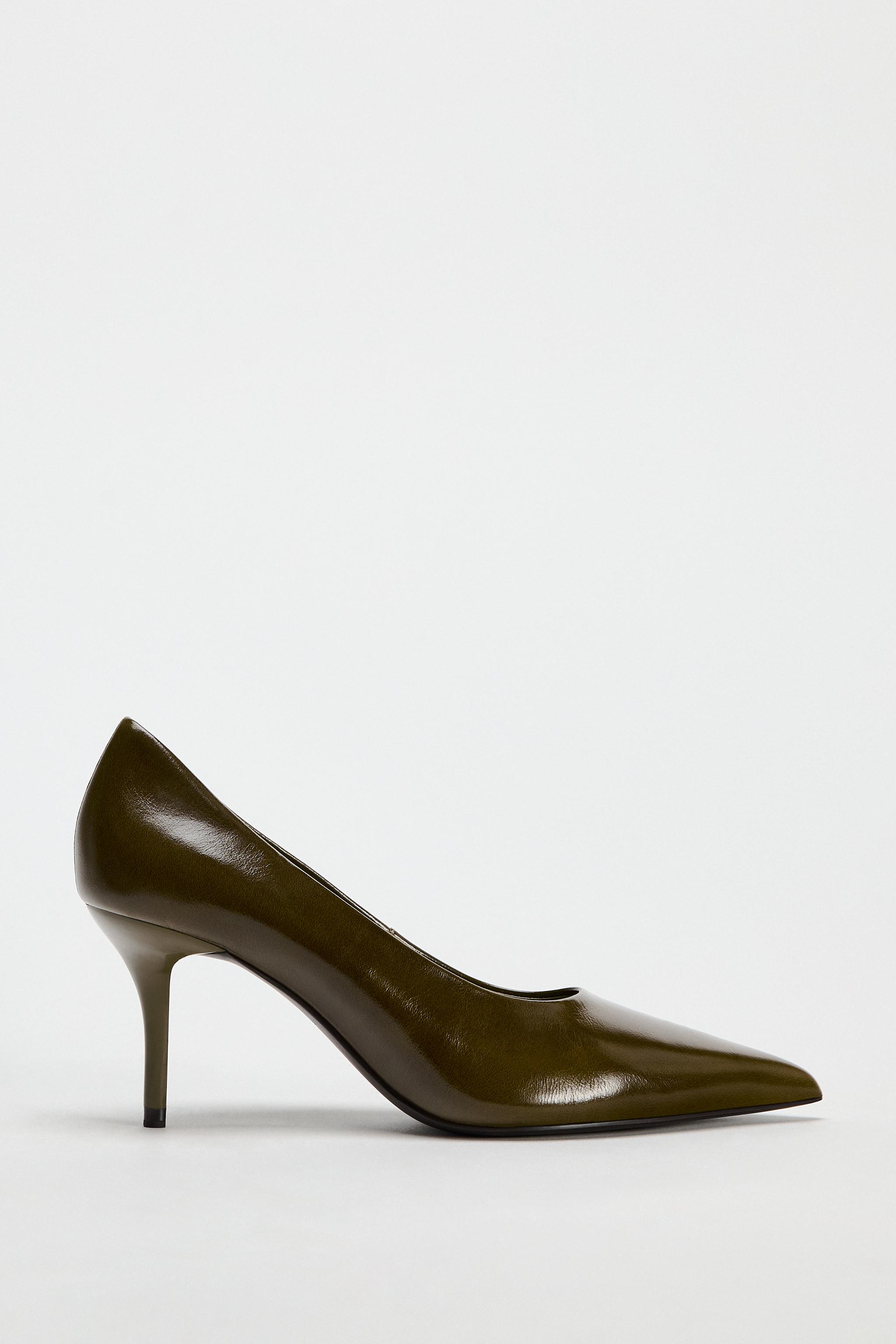 CHAUSSURES A TALONS EN CUIR Vert kaki ZARA Canada