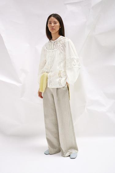 ZW COLLECTION EMBROIDERED SHIRTホワイトZaraのZW COLLECTION EMBROIDERED SHIRT - ホワイト 
