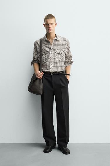 RELAXED FIT CHECK SHIRT - Ecru / Black by Zara - Image 0