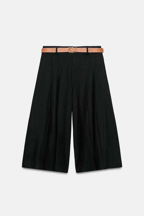 BERMUDA LARGA CON LINO - Negro de Zara - Imagen 0