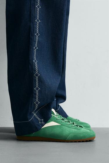 LEATHER TRAINERS - Green by Zara