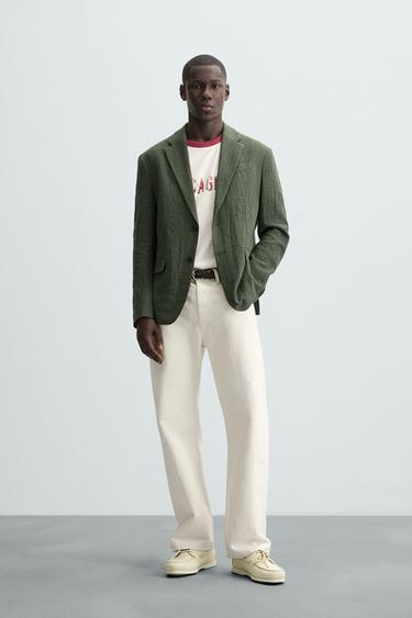 BLAZER PATA DE GALLO - Khaki de Zara - Imagen 0