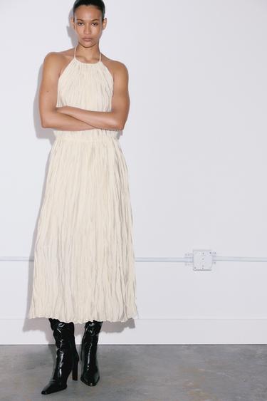 VESTIDO HALTER PLIDASO ZW COLLECTION - Vainilla de Zara