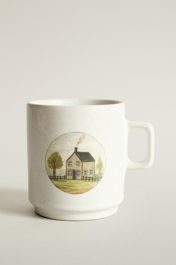 STONEWARE MUG COTTAGE - Blue grey by Zara - Image 0