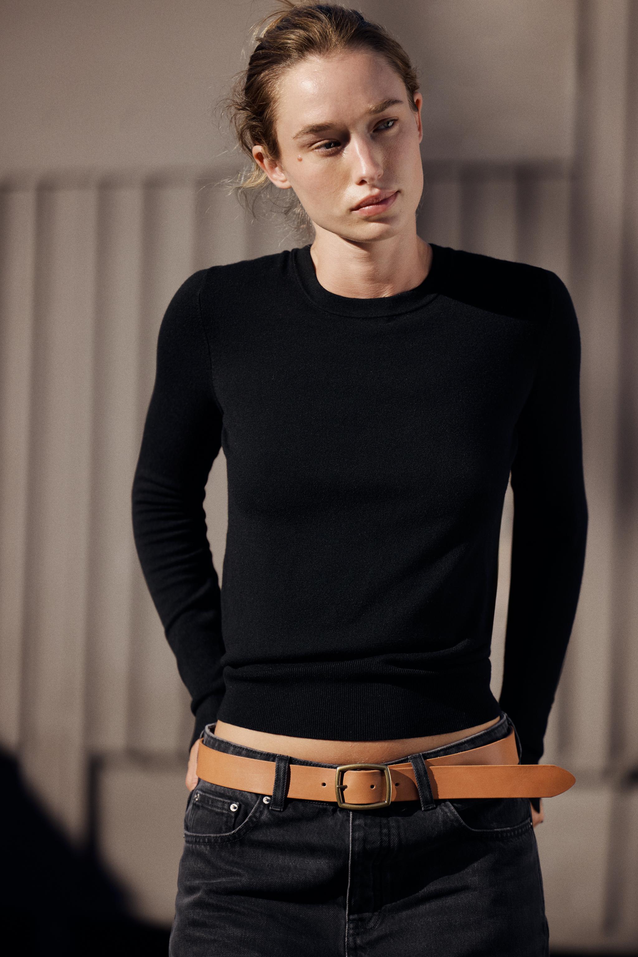 Zara BASIC DÜZ TRİKO KAZAK görsel 4