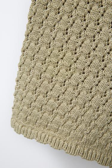 BEADED KNITTED BERMUDA SHORTS - Light khaki by Zara - Image 3