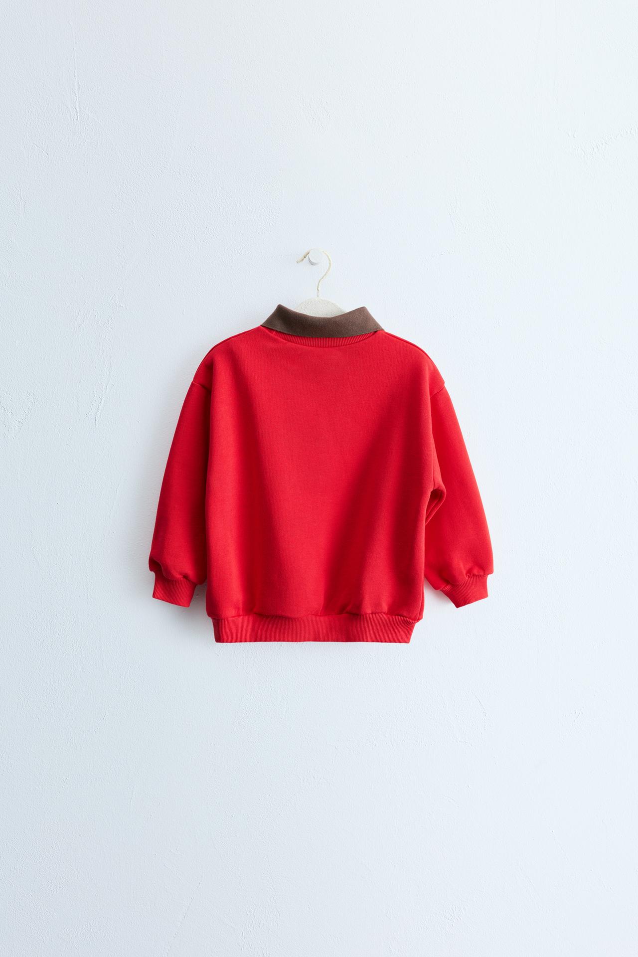 ZARA TIMELESS - TEXT PRINT POLO SWEATSHIRT — Red