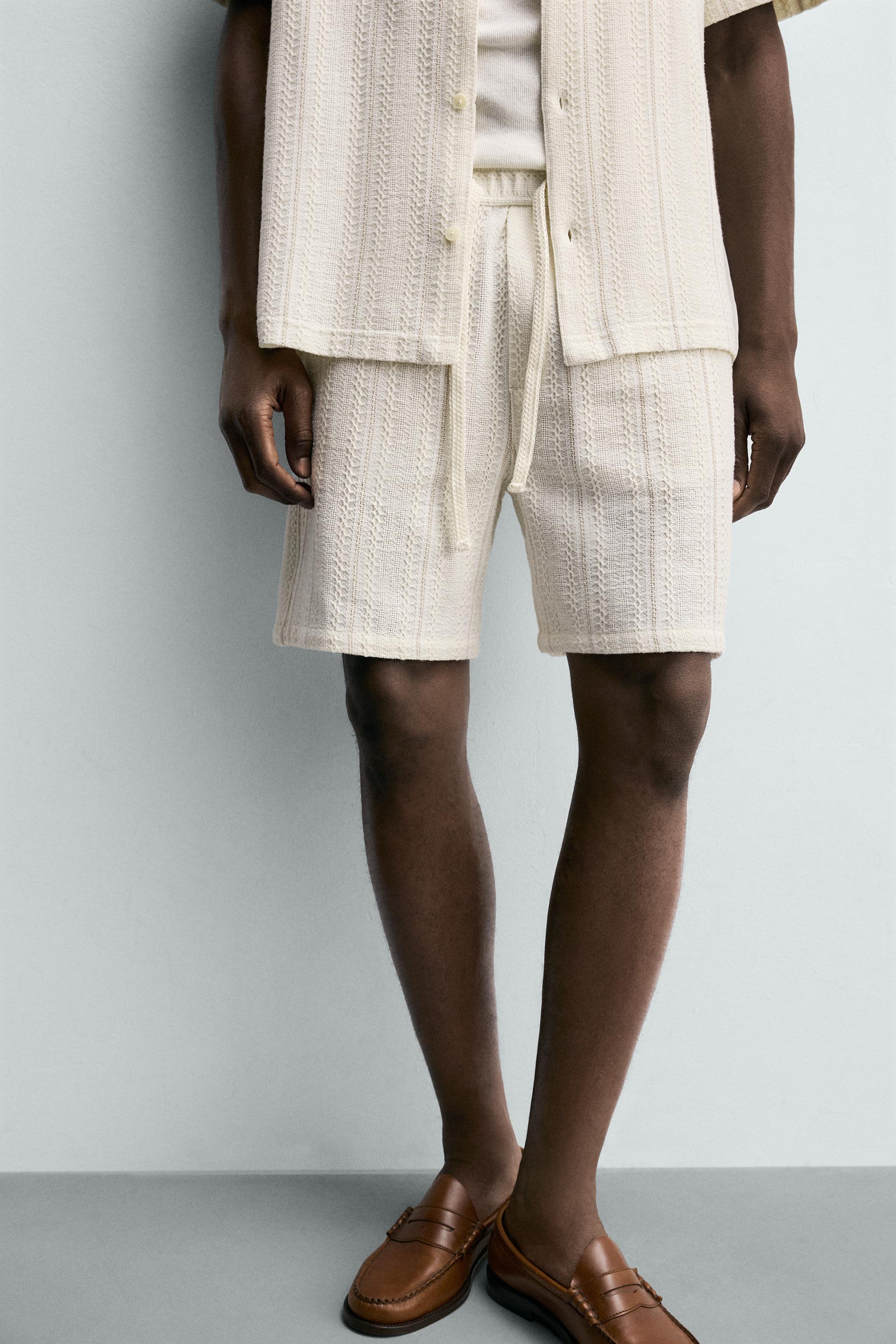 Мужские шорты Zara REGULAR FIT TEXTURED SHORTS — фото 5