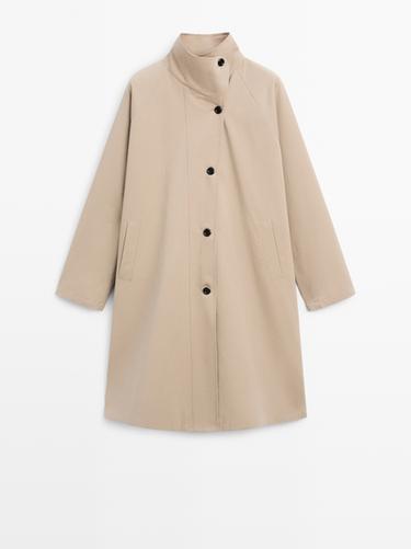 Trench largo cierre lateral 100% algodón - Beige de Zara