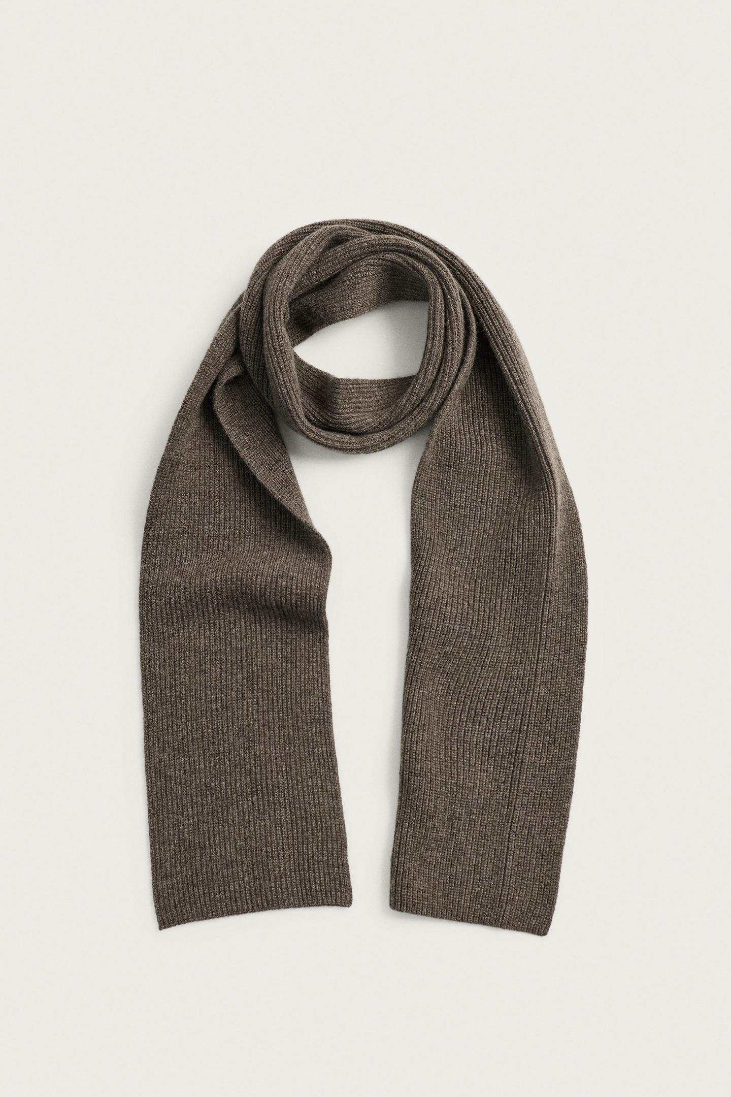 Мужской шарф Zara Wool-Cashmere Blend Knit, цвет: Рыжевато-коричневый меланжевый — фото 4