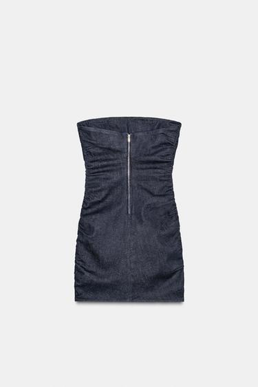 ROBE BUSTIER EN JEAN TRF À FRONCES - Indigo foncé de Zara - Image 7