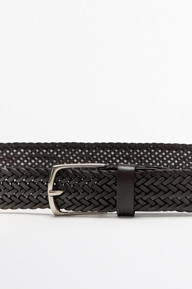 Braided nappa leather belt — Dark brown 2